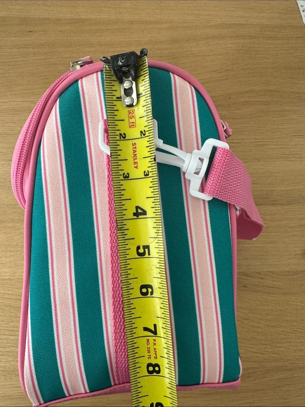 Ollie & Olivia Striped Pink Teal Lunch Cooler Crossbody Bag